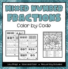 mixed number fractions color by code