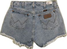 Casual Light Wash Bottoms For Rodeo, Casual Bottoms With Pockets For Rodeo, Western Style Denim Summer Bottoms, Western Style Denim Bottoms For Summer, Western Denim Bottoms For Summer, Summer Western Denim Bottoms, Wrangler Shorts, High Waist Shorts, High Waisted Shorts