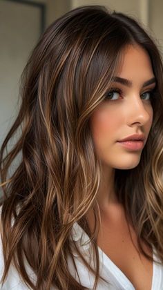 Balayage Half Up Half Down, Highlights For Thinning Brown Hair, Audrina Patridge Hair Dark, High Contrast Honey Balayage, Hair For Light Skin, Brown Balayage Straight Hair, Dark Brown Blonde Balayage, Warm Balayage On Dark Hair, Hair Balayage Dark Brown