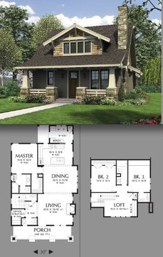 the floor plan for this craftsman style home