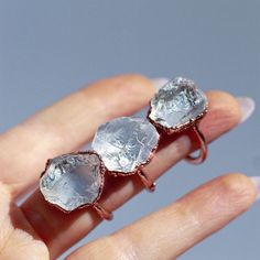 A chunky raw crystal quartz gemstone is electroformed with pure copper, creating a bright and glowing solitaire stone dream ring. Perfect for those with natural style but want a ring that is bold and makes a statement.  Turn your ring to gold or silver through the links below! ~GOLD~ https://www.etsy.com/listing/1492548887/ ~SILVER~ https://www.etsy.com/listing/1481946214/ Each ring is made by hand and electroformed for 12 hours, allowing a uniquely organic looking copper design to develop and e Hippie Ring, Jewelry Hippie, Hippie Rings, Copper Design, Raw Quartz Crystal, Organic Jewelry, Crystals For Sale, Electroformed Jewelry, Copper Ring