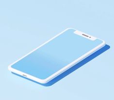 a white and blue cell phone on a light blue background