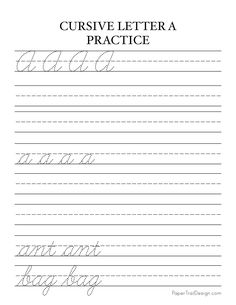 cursive letter practice worksheet with handwriting and handwritten letters on it