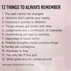 a pink poster with the words 12 things to always remember