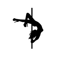 the silhouette of a pole climber is shown in black on a white background,