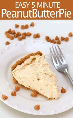 a piece of peanut butter pie on a plate with a fork