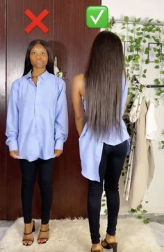 two women standing in front of a door with one woman's hair flowing out