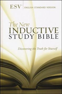 the new inductive study bible, with an open book on it's cover