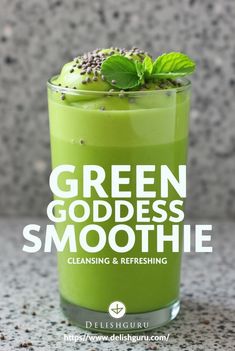 Start your day with this refreshing and cleansing Green Goddess Smoothie. Packed with vibrant greens, creamy avocado, and a hint of sweetness, this smoothie is a nutrient powerhouse. Topped with chia seeds and fresh mint, it’s as visually stunning as it is delicious. Perfect for a quick breakfast or a midday energy boost, this recipe supports detoxification and keeps you feeling refreshed. A must-try for anyone looking to add a healthy and flavorful twist to their routine! #GreenSmoothie #HealthyLiving #DetoxDrink #VeganSmoothie #SuperfoodBlend #FreshAndHealthy