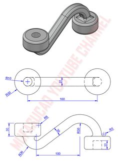 the drawing shows how to draw a lever for an object with measurements and instructions on it