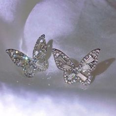 Silver Butterfly Stud Rhinestone Earrings. Stunning Silver With Rhinestone Crystal Accents, Butterfly Stud Earrings. Sparkly And Perfect Accent To Any Outfit. Nwt Silver Butterfly Earrings, Picnic Style, Earrings Butterfly, Betsey Johnson Earrings, Butterfly Earrings Stud, Tiny Studs, Tiny Stud Earrings, Betsey Johnson Jewelry, Silver Accessories