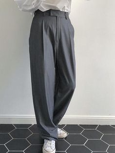 COMFORTABLE LOOSE GREY EMPIRE SUIT PANTS – rrdeye School Pants, Minimalist Moda, Fall Chic, Spring Summer Autumn Winter, Urban Looks, Pants Suit, Loose Pants, Suit Pants, Grey Pants