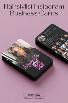 two business cards with hair stylist instagrams on them