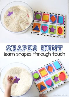 this is an easy and fun shape hunt for toddlers to learn shapes through touch