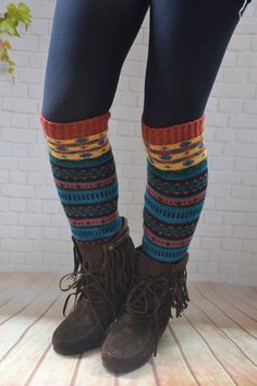 Casual Winter Festival Leg Warmers, Blue Knee-high Leg Warmers For Winter, Casual Multicolor Knitted Leg Warmers, Casual Knitted Leg Warmers, Stretch Leg Warmers For Festivals, Trendy Multicolor Leg Warmers For Winter, Winter Festival Leg Warmers, Fitted Multicolor Leg Warmers, Casual Multicolor Fitted Leg Warmers