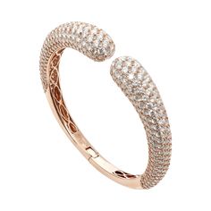 Approx. 18.50cts round Diamonds The bangle is set in 18K Rose Gold Formal Rose Gold Round Cuff Bracelet, Rose Gold Bangle With Pave Setting, Formal Rose Gold Round Bangle, Fine Jewelry Flexible Round Bangle, Rose Gold Round Bangle In Fine Jewelry Style, Luxury Round Bangle With Pave Setting, Luxury Rose Gold Bangle Cuff Bracelet, Fine Jewelry Rose Gold Bangle With Brilliant Cut, Luxury Rose Gold Tennis Bangle Bracelet