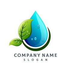 water drop and leaf logo design