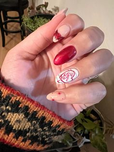 Wanda Nails #togrowoldin Wanda Vision Nails, Scarlet Witch Inspired Nails, Scarlet Witch Nails Designs, Marauders Nails, Simple Marvel Nails, Scarlet Witch Nail Art, Wanda Maximoff Nails, Wandavision Nails, Wanda Rings