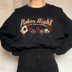 Night Embroidery, Wave Sweater, Y2k Long Sleeve, Poker Night, Girls Crop Tops, Oversize Casual, Oversize Women, Cheap Hoodies, Black Knit Sweater