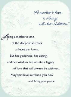 a mother's love poem written in blue ink on white paper with words above it