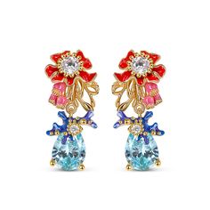 Inspired by the beauty of our nature incorporating flowers, leaves and blue stones meticulously handcrafted to match your unique style. Delicate enamel flower earrings are wonderful complements for you to attend parties, weddings, dating, and other occasions, will decorate you charming and gorgeous, stand out in the crowd, and give you a better wearing experience.Carat Weight: 6.54 ctStone Size: 1.9,4,7*10 mmNumber of Stones: 6 Stone Color: Diamond White, Aquamarine BlueStone Shape: Round, PearW Elegant Enamel Drop Flower Earrings, Elegant Enamel Flower Earrings For Wedding, Elegant Enamel Flower Earrings, Elegant Flower Shaped Enamel Earrings, Elegant Blue 3d Flower Earrings, Blue Flower Earrings For Formal Occasions, Formal Blue Flower Earrings, Blue Elegant Earrings With 3d Flowers, Elegant Blue Jewelry With 3d Flowers