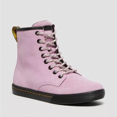 Dr. Martens Women’s Sheridan Pink Suede Lace Up Boots. Size 11. Sold Out Online. Small Scuff On Left Boot (See Pic). Other Than That Like New. Bolder Than Ever. We’ve Taken A Classic Dm’s Silhouette And Reworked It In Water-Resistant, Soft-But-Durable Hi Suede. The Boots Sit On A Comfortable Octavo Sole And Are Finished With Yellow Stitching And Black And Yellow Heel Loop. Convertible High-Top Style, With The Ability To Fold And Snap Down Hi Suede Is A Traditional Lightweight Suede, With The Add Pink Casual Lace-up Boots For Winter, Pink Lace-up Boots With Round Toe For Fall, Pink Platform Lace-up Boots With Round Toe, Pink Lace-up Combat Boots, Dr Martens 1460 Pascal Pink, Dr Martens Womens, Yellow Heels, Suede Lace, Pink Suede