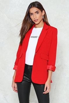 nastygal Hey There Tailor Blazer Red Blazer Outfit Casual, Red Blazer Outfit, Suits Tv Shows, Classy Street Style, Red Blazer Jacket, New Look Fashion, Spring Work Outfits, Blazer Outfit, Red Blazer