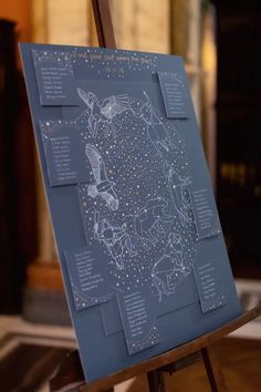 an easel with a star map on it