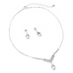 Shine and sparkle with our Silver Crystal Necklace & Earrings Set! Mesmerizing rhinestones, elegant V shape design. Perfect for any occasion. Jewel Wedding, Cartilage Earrings Hoop, Earrings Teardrop, Teardrop Dangle Earrings, Rhinestone Bridal, Jewelry Images, Cross Earrings, Silver Crystal, Cuff Earrings