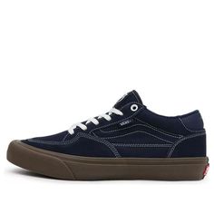 Vans Rowan Low Tops Casual Skateboarding Shoes Unisex Blue VN0A5JICANL Casual Skate Shoes With Rubber Sole And Round Toe, Casual Skate Shoes With Round Toe And Laces, Navy Low-top Canvas Sneakers, Navy Canvas Low-top Sneakers, Mid-top Cushioned Sneakers For Skateboarding, Vans Low-top Canvas Shoes With Gum Sole, Navy Canvas Sneakers With Rubber Sole, Urban Lace-up Canvas Skateboarding Shoes, Vans Low-top Canvas Shoes For Skateboarding