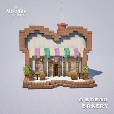 an image of a bread bakery made out of legos and papercrafting with text overlay that reads, a bread bakery