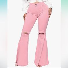 Amazon Pink Bell Bottom Jeans Size Small, Very Curvy Shape. Gift Inspo, Bottom Jeans, Fashion Baby, Bell Bottom, Jeans Color, Colored Jeans, Bell Bottom Jeans, Flare Jeans, Baby Fashion