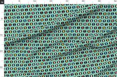 an image of a blue fabric with circles on it