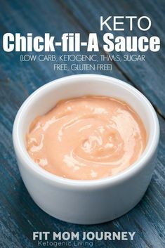 keto chicken - fil - a sauce in a white bowl on a wooden table