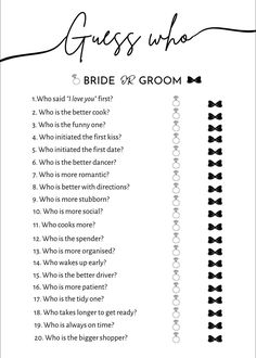 a black and white photo with text that says guess who bride or groom? which is the