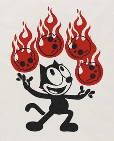 an image of a cartoon character with skulls on his head and fireballs in the background