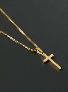 Gold Stainless Steel Cross Necklace With Adjustable Chain, Gold Stainless Steel Cross Pendant Necklace, Gold Minimalist Stainless Steel Cross Necklace, Minimalist Gold Stainless Steel Cross Necklace, Gold Stainless Steel Minimalist Cross Necklace, Yellow Gold Stainless Steel Cross Pendant Necklace, Gold Stainless Steel Pendant Cross Necklace, Stainless Steel Cross Necklace With Clavicle Chain, Gold Crucifix Cross Necklace In Stainless Steel