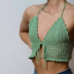 Crochet A Crop Top, Quick Easy Crochet, Bikinis Crochet, Crochet Halter, Crochet Crop