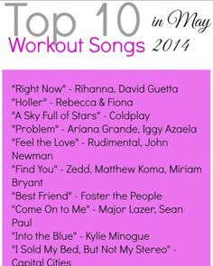 the top 10 workout songs in may 2011 by various artists, including drummers and musicians