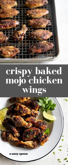 crispy baked mojito chicken wings on a plate