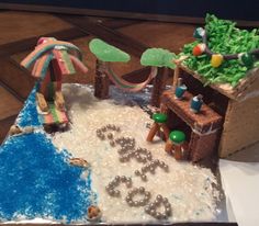 a cake that is decorated to look like an island