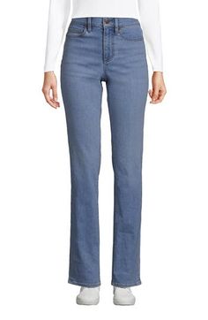 With a high-rise waist and a straight-leg silhouette, these stylish jeans are great to pair with your favorite tees, cardigans and more. They fit great and flatter every body. Classic 5-pocket design with button & zip fly, plus belt loops; Contoured, no-gap-in-back waist; High rise: Sits at your natural waist Straight leg is not too wide, not too narrow with slight taper at the ankle;; Indigo: 72% cotton (20% Recover™ recycled cotton fiber)/27% polyester/1% spandex. White/Black: 78% co Straight Fit Denim Bottoms, Blue Straight Fit Jeans For Fall, Casual Flare Jeans With Straight Silhouette, Straight Silhouette Denim Bottoms For Fall, Denim Bottoms With Straight Silhouette For Fall, Casual Bottoms With Straight Fit, Casual Straight Silhouette Bottoms For Spring, Blue Straight Bottoms For Fall, Casual Straight Silhouette Cotton Jeans