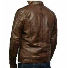 Description The distressed brown cafe racer jacket will always remain a staple in men fashion regardless of the changing trend. It's made up of genuine leather and features a viscose lining. Additional features include zip fastener, four external pockets and decorative seams. Material: Genuine Leather lined with Polyester Key Features: Zip Closure, Erect Collar and lining on shoulder / Sleeves Pockets: Four External Pockets, and Two Internal Pockets Color: Distressed Brown Order Processing & Shi Winter Brown Distressed Biker Jacket, Vintage Brown Biker Jacket For Fall Events, Vintage Brown Biker Jacket For Winter, Distressed Brown Leather Jacket For Biker Events In Fall, Brown Motorcycle Outerwear With Zipper Closure, Casual Brown Leather Jacket For Biker Events, Fitted Brown Outerwear For Biker Events, Brown Fitted Moto Outerwear, Fitted Distressed Brown Biker Jacket