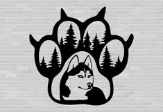 Husky Silhouette, Husky Svg, Husky Logo, Paw Print Svg, Image Dog, Bear Paw Print, Dog Peeking, Laser Engraving Ideas, Pumpkin Vector