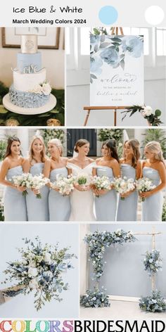 blue and white wedding color palettes for the bride's bouquet, bridal