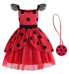 PRICES MAY VARY. 【Material】: Polyester and cotton. 【Design】: Sleeveless red ladybug dress with black polka dots. 【Content】: The costume contains dress and bag 【Occasions】: Suitable for performance, dance party, Halloween, cosplay, birthdays etc. 【Precautions】: Avoid cleaning with hot water; Hand wash, do not bleach. Do not dry clean. Kids Dress Up Costumes, Dress Up Halloween, Ladybug Dress, Ladybug Costume, Baby Costumes Girl, Up Costume, Pink Costume, Costume For Kids, Witch Halloween Costume