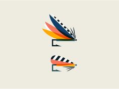 two different types of fishing lures are shown in this graphic style, one is orange and the other is blue