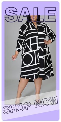 Black Casual Print Split Joint Turndown Collar Shirt Dress Plus Size Dresses Shirt Dress Plus Size, Collar Shirt Dress, Collared Shirt Dress, Dress Sleeve Styles, Shirt Dress Style, Printed Shirt Dress, Turndown Collar, Curvy Outfits, Womens Clothing Stores