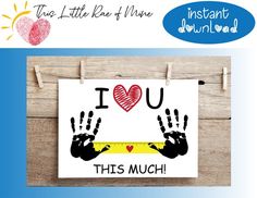 a poster with the words i love you and hand prints