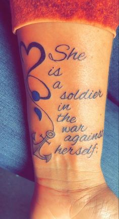 Positive Tattoos For Women Inspirational Quotes, Scripture Tattoos Black Women, Dope Tattoos For Women Arm, Tattoos For Overcoming Struggles, Warrior Tattoos For Women, Semi Colon Tattoo, Colon Tattoo, Semi Colon